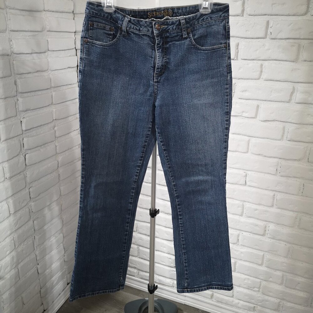 St John's Bay Petite Ladies Size 12P Medium Wash Secretly Slender Bootcut Jeans